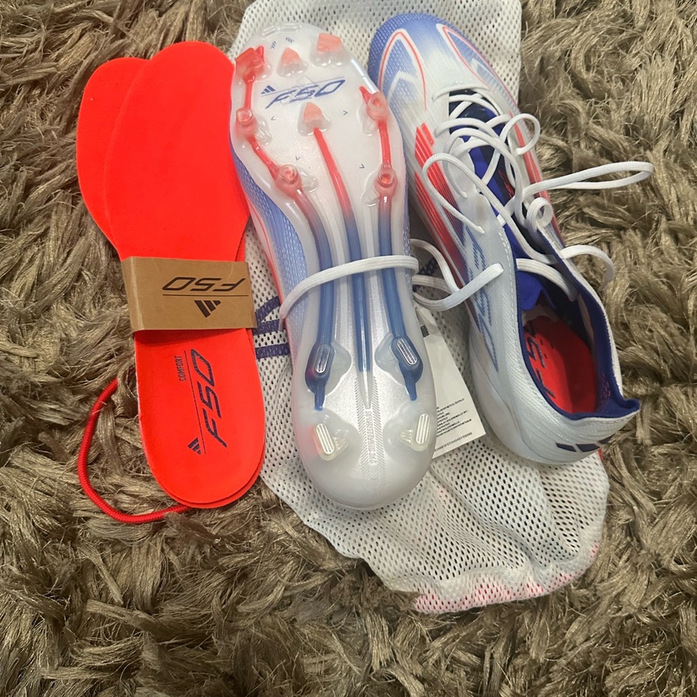 Adidas F50 Soccer Cleats White and Blue